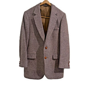 Vintage Harris Tweed Alexander Scott Wool Blazer Sport Coat Brown 2 Button 36R